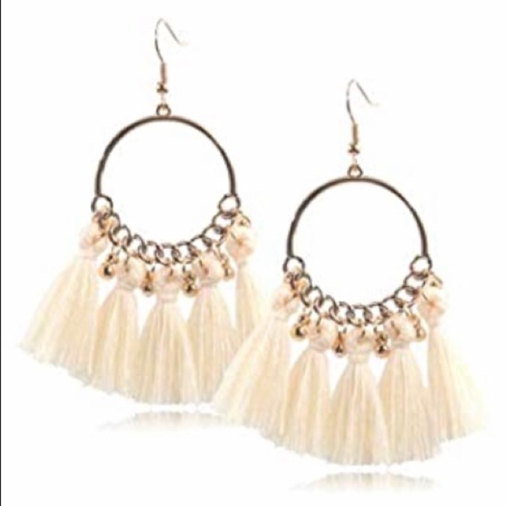 1 pair New in package hoop/tassel earrings